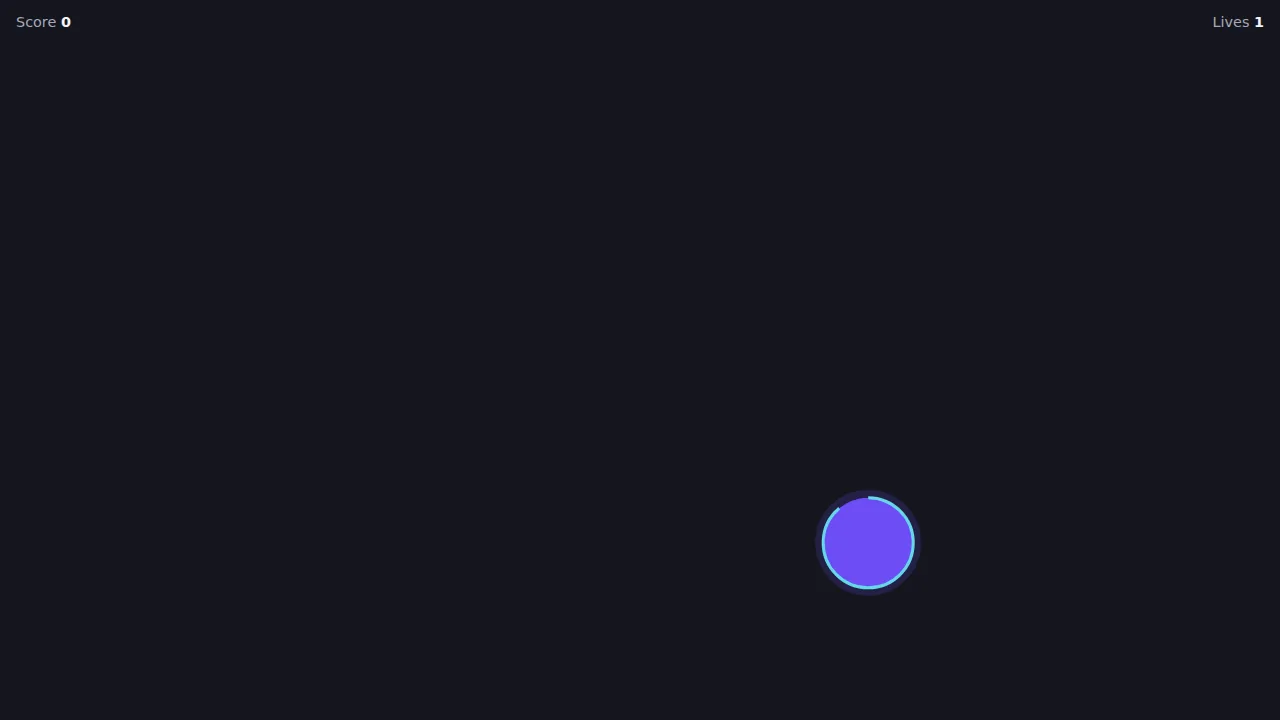 Reflex Rush mid run with the score and lives counter visible